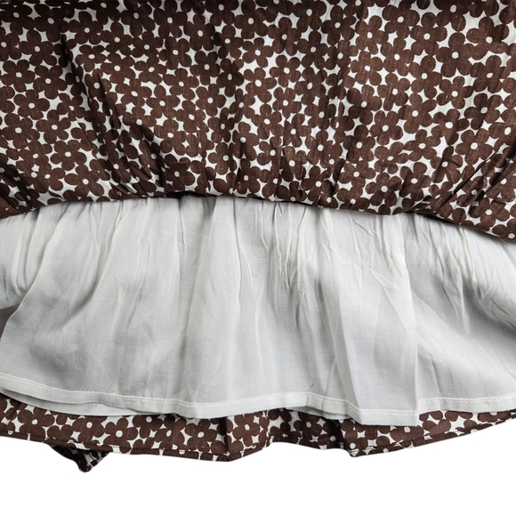 J.Crew V-Neck Smocked-Waist Top Mocha Brown Floral Size Large - Picture 8 of 12